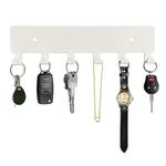 GTK Key Holder for Wall, Key Hooks with 6 Hooks, Wall Mounted Key Holder for Hallway, Self Adhesive Key Rack(White)