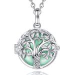 EUDORA Harmony Ball Women Necklace for Pregnancy Mexico Bola Tree of Life Pendant Necklaces Music Chime Wishing Bell Jewellery Gift for Future Mother, 45inch + 30inch Chain