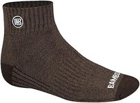 Premium Bamboo Crew Work Socks- Quarter High Moisture Wicking, Odor Eliminating Brown Tweed Quarter Crew Socks for Men Size 9-12 - 3 Pair