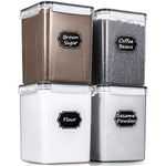 Large Food Storage Containers 5.2L/175oz, Wildone 4 Piece BPA Free Plastic Airtight Food Storage Containers for Flour, Sugar, Baking Supplies, Kitchen & Pantry Containers with 20 Labels