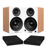 Fluance Ai41 Lucky Bamboo Powered 2.0 Stereo Bookshelf Speakers with 5" Drivers, 90W Amplifier for Turntable, TV, PC and Bluetooth 5 and High Density Acoustic Foam Isolation Pads 8.5" x 6.35"