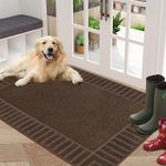 BEQHAUSE Large Door Mat Indoor, Super Absorbent Dirt Trapper Front Doormats Washable TPR Non-Slip Entrance Inside Floor Mats Rug for Entryway Pets and Dogs,32”x48”, Brown