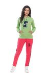 STYLEAONE Two Piece Outfits For Women's Full Sleeve Embroidered/Printed Cotton Hoodie Jacket Sweatshirts Jogging Suits Casual Tracksuit Sets (M, PINK & DARK BLUE)