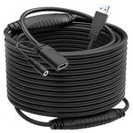 Alxum 50 Feet Active USB Extension Cable 3.0 Male to Female with 2 Extension chipsets Signal Booster, Long USB Extender Cord 15 Meters for Camera,Printer,Webcam,Telescope,Mouse,with 5V2A Power Adapter