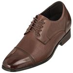 CALTO Men's Invisible Height Increasing Elevator Shoes - Dark Brown Premium Leather Lace-up Formal Oxfords - 3.2 Inches Taller - Y40551 - Size 10 D(M) US