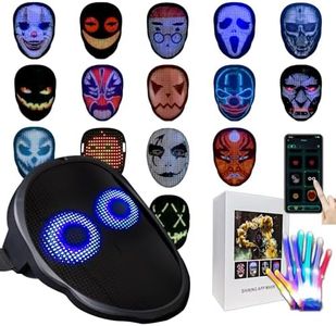 LED Light Up Mask with Gloves Set, Halloween Costume Cool Stuff for Adults