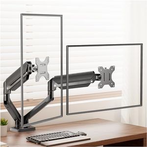 WEARSON Dual Monitor Arm Desk Mount - Height Adjustable Tiltable Swivel Rotatable Double Monitor Arms for 2 Monitors VESA 75/VESA 100mm Support up to 32 inch