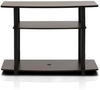 Furinno Turn-N-Tube No Tools 3-Tier Entertainment Center TV Stand for TV up to 32 Inch, Plastic Round Tubes, Dark Brown/Black