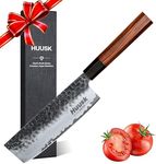Huusk Knives from Japan, Nakiri Knife Japanese, 7 Inch Vegetable Cleaver, Hand Forged Kitchen Knives, High Carbon Steel Cooking Chef Knife with Gift Box, Christmas Gifts for Men Women