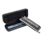 JUAREZ BlackBird JRH1248NV Professional Chromatic Harmonica Key of C Scale | 12 Holes 48 Tones | Mouth Organ | Cover - Stainless Steel | Comb - ABS | Reed - Phosphor Bronze with Cloth & Case