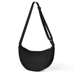 Aucuu Crescent Bag, Nylon Dumpling Bag for Women, Hobos Crossbody Bag with Adjustable Strap, Women's Casual Messenger Bag, Solid Color Shoulder Bag for Daily Use, Black