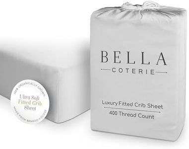 Bella Coterie Luxury Bamboo Viscose Crib Sheet | Organically Grown | Ultra Soft | Cooling for Better Sleep | Deep Pocket Fitted Sheet for Crib & Toddler Mattress | 100% Organically Grown [Grey Mist]
