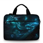Meffort Inc 15 15.6 inch Canvas Laptop Shoulder & Hand Carrying Bag Case with Side Protection - Blue Dragon