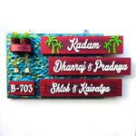 GiftSpot Wooden name plate for Home with nature theme and embossing acrylic letters (Sky Blue)