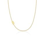 Sewyer Dainty Initial Necklaces for Women 14K Gold Plated Sideways Initial Necklace Personalized Letter Necklace Everyday Jewelry Gift, Brass, No Gemstone