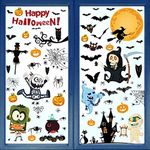 163pcs Halloween Window Clings,Static Pumpkin Window Stickers Cute Halloween Decorations for Kids，Spider Bat Ghost Witch Window Decals for Halloween Party