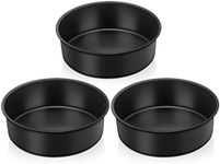 TeamFar 6 Inch Cake Pan, Round Baking Layer Cake Pan Set of 3, with Non-Stick Coating Stainless Steel Core for Birthday, Party, Wedding, Healthy & Heatproof, Release Easily & Easy Clean