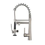 Beelee Professional Kitchen Sink Tap, High Arc 360° Swivel Single Lever Mixer Tap with Pull Down Spring Spout and Pot Filler, Brushed Nickel, BL17092N