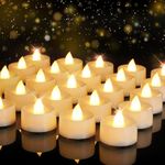 CLAPONE 48 Pack Flameless LED Tea Lights Candles, Realistic and Bright Flickering Long Lasting 24Hours Battery-Powered, Ideal Party, Wedding, Birthday, Gifts Home Decoration Warm Yellow