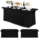 3 Packs Spandex Table Skirts, 182 x 76 cm, Stretch Tablecloth for Rectangular Tables, Wrinkle Resistant Tablecloth with Skirt, Spandex Tablecloth, Table Skirt for Wedding Banquets, Fairs, Black