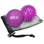 ResultSport Lacrosse & Spike Massage Ball Set with Storage Bag, Plantar Fasciitis Recovery, Trigger Point Massage, Deep Tissue Myofasical Relief (Purple)