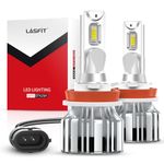 LASFIT H11 LED Headlights Bulb, H8 H9 LED Conversion Kit Bulb Super Bright 50W 6000K Cool White with Cooling Fan, Plug and Play Non-Polarity, IP68, Pack of 2