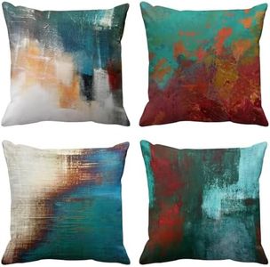 Britimes Throw Pillow Covers 18x18 Inches Home Decor Set of 4 Pillow Cases Decorative for Bed Sofa Cushion Couch Outdoor Turquoise Pillowcases (Teal and Orange)