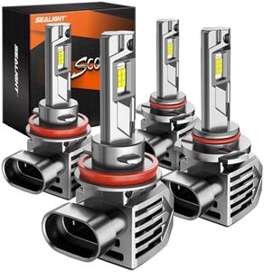 SEALIGHT S7S 𝐇𝟏𝟏/𝐇𝟖/𝐇𝟗 9005/HB3 LED Light, 120000LM Brightest Bulbs, 6500K White, Easy Installation,10 Years Lifespan, Plug-N-Play, 4 Pack