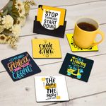 My Creative Hut Tea Coasters Set of 6, Beautiful Design with Stand for Tea Cups, Coffee Mugs, and Glasses, Ideal for Diwali Gifting (Inspirational Quotes)