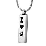 COCO Park Cremation Jewelry for Ashes Engraving Dog Paw Cat Paw Cuboid Pet Keepsake Urn Necklace