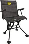 Hawk Stealth Spin Chair - Silent, Comfortable, Swiveling, Portable Chair for Camping, Hunting, Fishing, Backpacking, and More (Bone Collector Edition), Black, 25" D x 24.75" W x 24.75" H