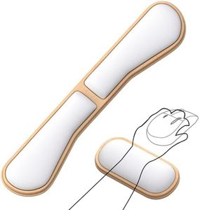Anyshock Keyboard Wrist Rest Pad Wooden, Ergonomic Gel Mouse Pad with Wrist Rest, Leather Wrist Rest for Computer Keyboard Pad Set, Wood Keyboard Wrist Support for Desk, Laptop, Office, Gaming, White