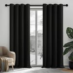 Deconovo Solid Thermal Insulated Energy Saving Eyelet Blackout Curtains for Bedroom Including 55x69 Inch Two Panels Black