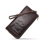 Contacts Mens Genuine Leather Bifold Card Holder Zipper Coin Purse Wallet