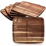 Uiifan Steak Plates with Juice Channel Wooden Steak Board Set Steak Plates Acacia Wood Cutting Board Wood Serving Board for Home Graduation Gift Serving Eating Meat Dishes Snack Dessert