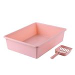 Pets Empire Cat Litter Tray with Scoop (14 x 10.5 Inch)| Kitten Litter Tray | Cat Litter Tray Suitable for Kittens, Cat, Rabbit, Pet | Reduces Odor, Perfect Starter for Toilet Training (Pink)