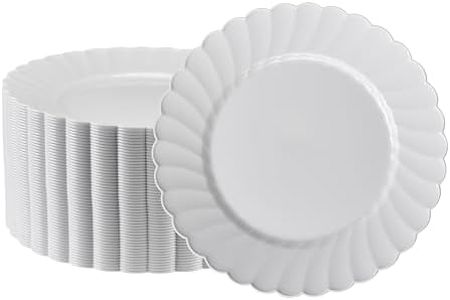 Premium Hard Plastic Round White Plates – 50 x 9” -Washable & Reusable - Party Supplies For Birthdays, Celebrations, Buffets, Fiestas, Catering & More