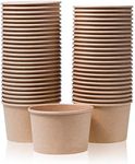 Paper Ice Cream Cups - 50-Count 16-Oz Disposable Dessert Bowls for Hot or Cold Food, 16-Ounce Party Supplies Treat Cups for Sundae, Frozen Yogurt, Soup, Brown