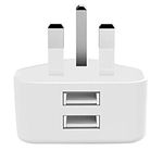 Double USB Charging Plug UK, DGTRD 12W Dual Ports Phone USB Wall Charger Adaptor Plugs 2.4Amps High Speed Compact Mains Charge Adapter Head for iPhone 14 13 12 11 Pro Max etc