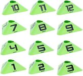 GoSports Modern Sports Cones - 12 Pack with Numbered Cones - Great for Soccer, Basketball, Football and More