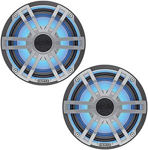 Hertz HEX 6.5 S-LD-G – 165-mm Marine-Koaxiallautsprecher-Paar mit RGB-LED-Beleuchtung und grauem Sportgitter