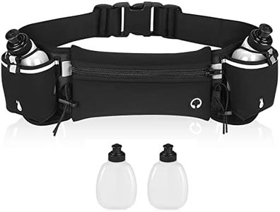 Running Fanny Pack, YEHAIZI Fanny Waist Pack Bag with 2 Water Bottles, Reflective Sport Waist Bag Waterproof Fanny Bag with Adjustable Belt, Ideal for Walking, Cycling, Running, Outdoor Sports (Black)