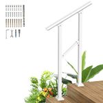 KUNZHEN Handrails for Outdoor Steps,2 Steps Metal Handrail,Wrought Iron Railing for Wooden Steps,Handrails for Concrete Steps,Hand Rails for Indoor/Outdoor Steps for Elderly(White)