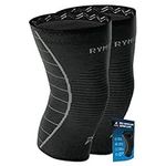 Rymora Knee Support Brace for Woman and Man- Knee Compression Sleeves, Comfortable and Secure Sleeve Supports for Weight Lifting, Running, Sports, Weak Joints, Fitness (L, A Pair, Black)