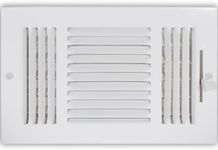 EZ-FLO 10 x 6 Inch (Duct Opening) White Air Vent Cover for Wall or Ceiling, Three-Way Ventilation Register, 11-3/4 Inch x 7-3/4 Inch (Overall Dimensions), Solid Steel HVAC Cover, 61614