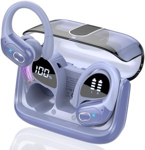 Aptkdoe Wireless Earbuds 75hrs Bluetooth 5.4 Headphone Sport, 2025 Bluetooth Earbuds Stereo Deep Bass Over Ear Bud with Earhooks, ENC Noise Cancelling Mic, IPX7 Waterproof Earphone, Purple Blue