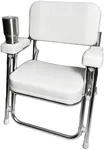 MARINE CITY Aluminum Portable Folding Boat Deck Chair, Cushioned & Comfortable with Foam Padding, Ideal for Marine, Boats, Yachts, and Ships (Aluminum with Cup Holder)