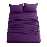 Ghooss Queen Size Bed Sheet Set-Made of 1800TC 100% Microfiber Polyester -14inch Deep Pocket-Stain Resistant,Warm,Breathable and Hypoallergenic-4 Piece Bedding Sets-Purple