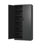 LISSIMO Metal Garage Storage Cabinet - 71" Tall Metal Storage Tools Cabinet with Adjustable Shelves & Locking Doors (Black)