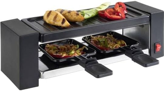 Korona 45080 Raclette I Mini I 2 People | Single I Grill Plate Removable and Non-Stick Coating I With Two Pans and Spatulas I 400 Watt